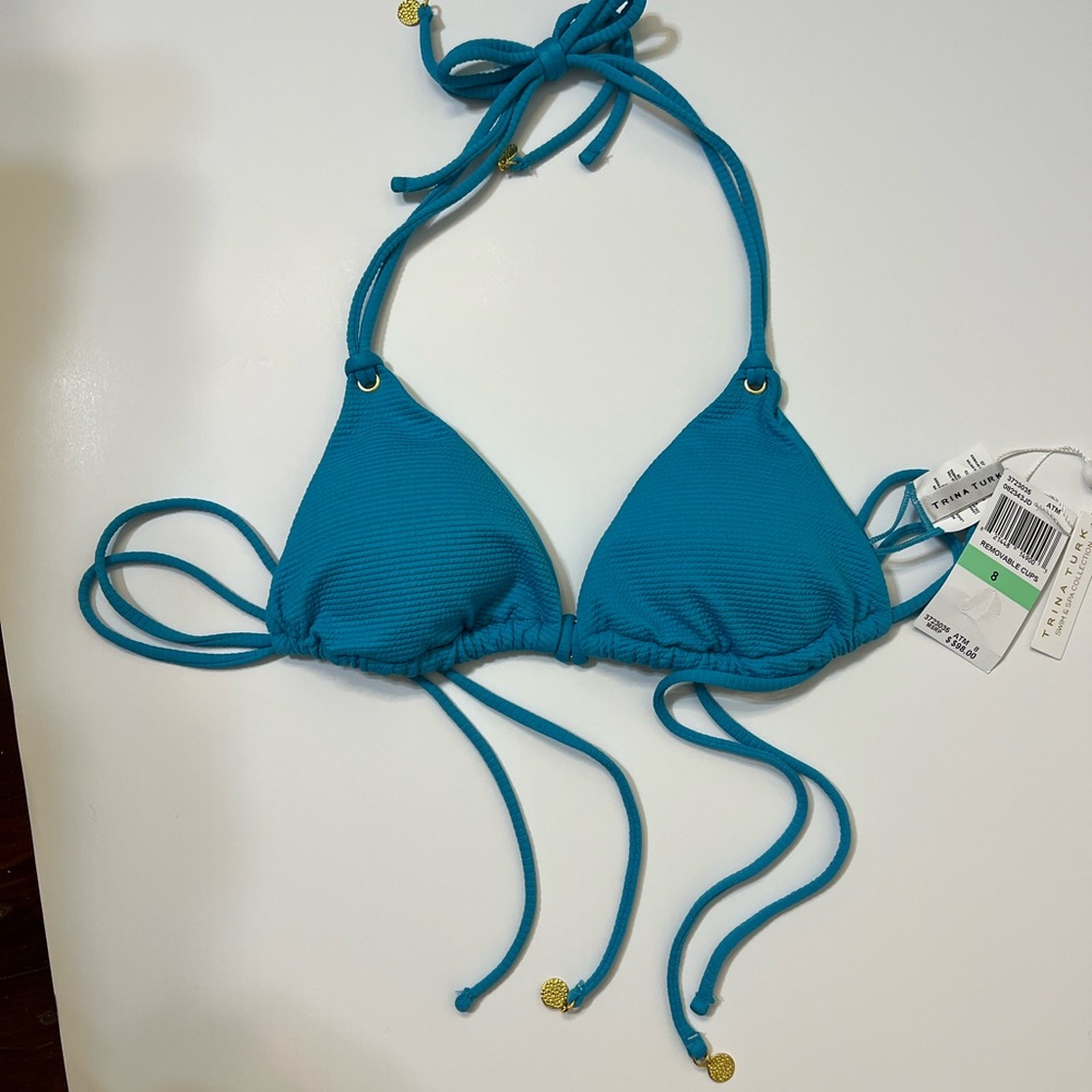 Trina Turk bikini top NWT turquoise blue size 8